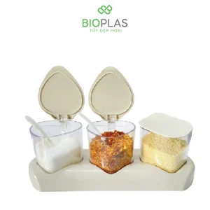 Bộ 3 hộp đựng gia vị có đế Biohome
