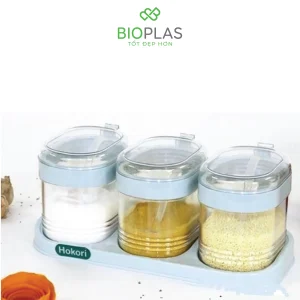 Bộ 3 hộp gia vị nắp bật biohome