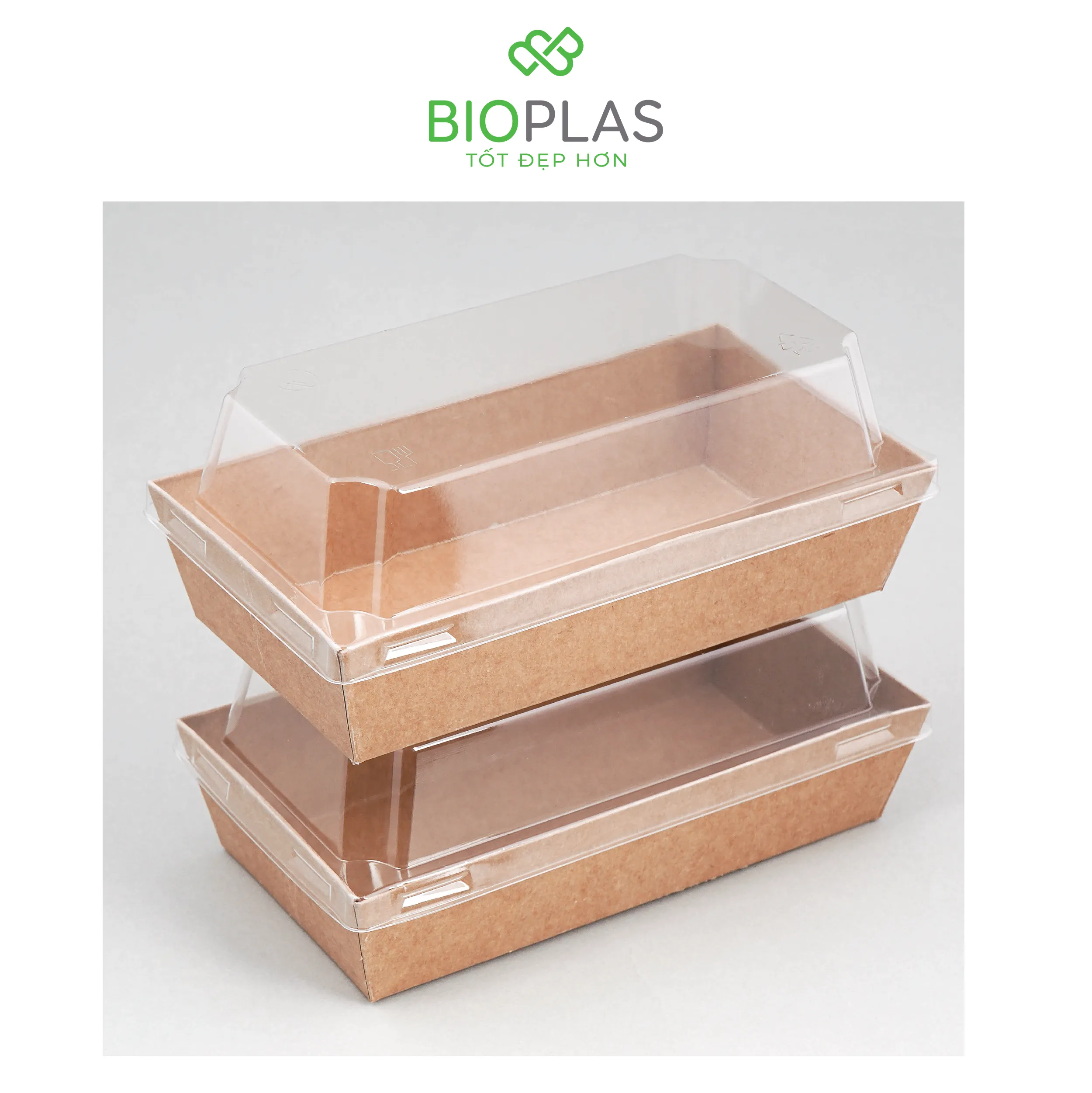 3RHOME-HỘP GIẤY CHỮ NHẬT NÂU 155*85 NẮP PET
