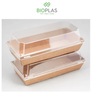 3RHOME-HỘP GIẤY CHỮ NHẬT NÂU 190*90 NẮP PET