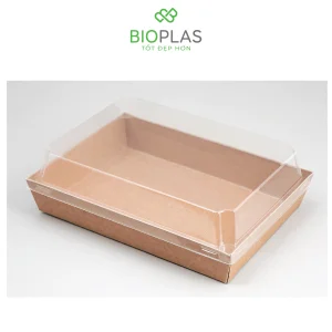 3RHOME-HỘP GIẤY CHỮ NHẬT NÂU 200 x 155 NẮP PET