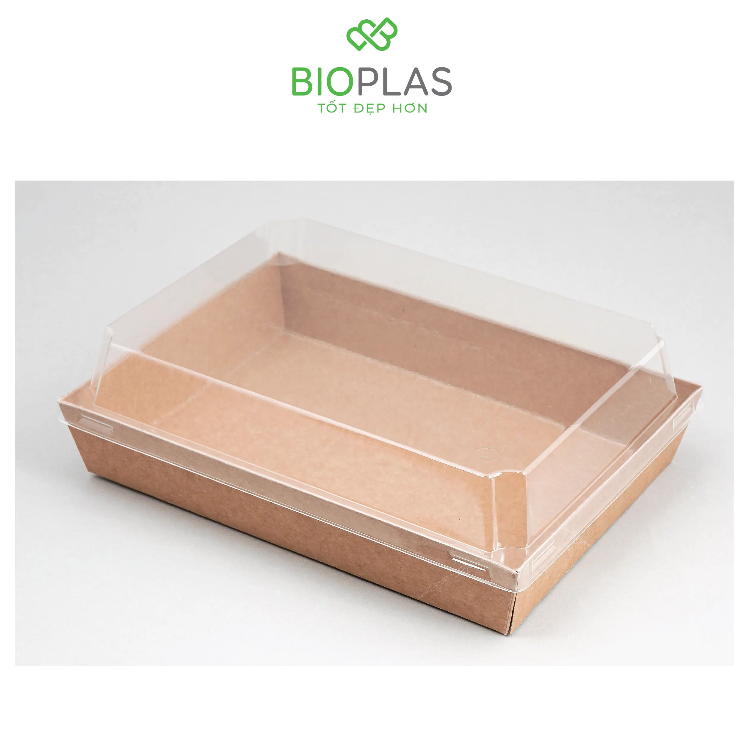 3RHOME-HỘP GIẤY CHỮ NHẬT NÂU 200 x 155 NẮP PET