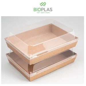 3RHOME-HỘP GIẤY CHỮ NHẬT NÂU 200 x 155 NẮP PET