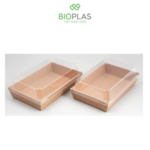 3RHOME-HỘP GIẤY CHỮ NHẬT NÂU 200*125 NẮP PET