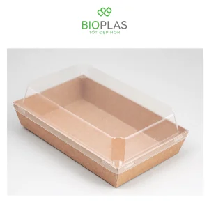3RHOME-HỘP GIẤY CHỮ NHẬT NÂU 200*125 NẮP PET