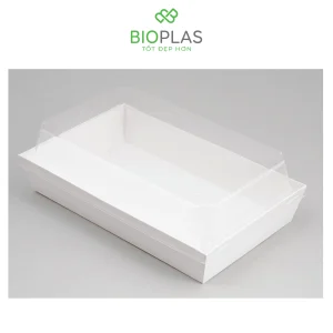 3RHOME-HỘP GIẤY CHỮ NHẬT TRẮNG 200*125 NẮP PET