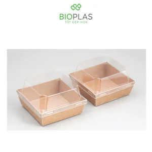 3RHOME-HỘP GIẤY VUÔNG NÂU 105105 NẮP PET