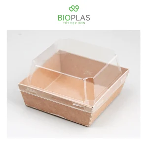 3RHOME-HỘP GIẤY VUÔNG NÂU 105105 NẮP PET