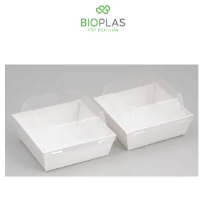 3RHOME-HỘP GIẤY VUÔNG TRẮNG 105*105 NẮP PET