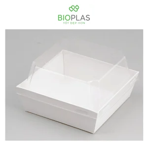 3RHOME-HỘP GIẤY VUÔNG TRẮNG 105*105 NẮP PET