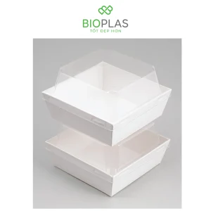 3RHOME-HỘP GIẤY VUÔNG TRẮNG 105*105 NẮP PET