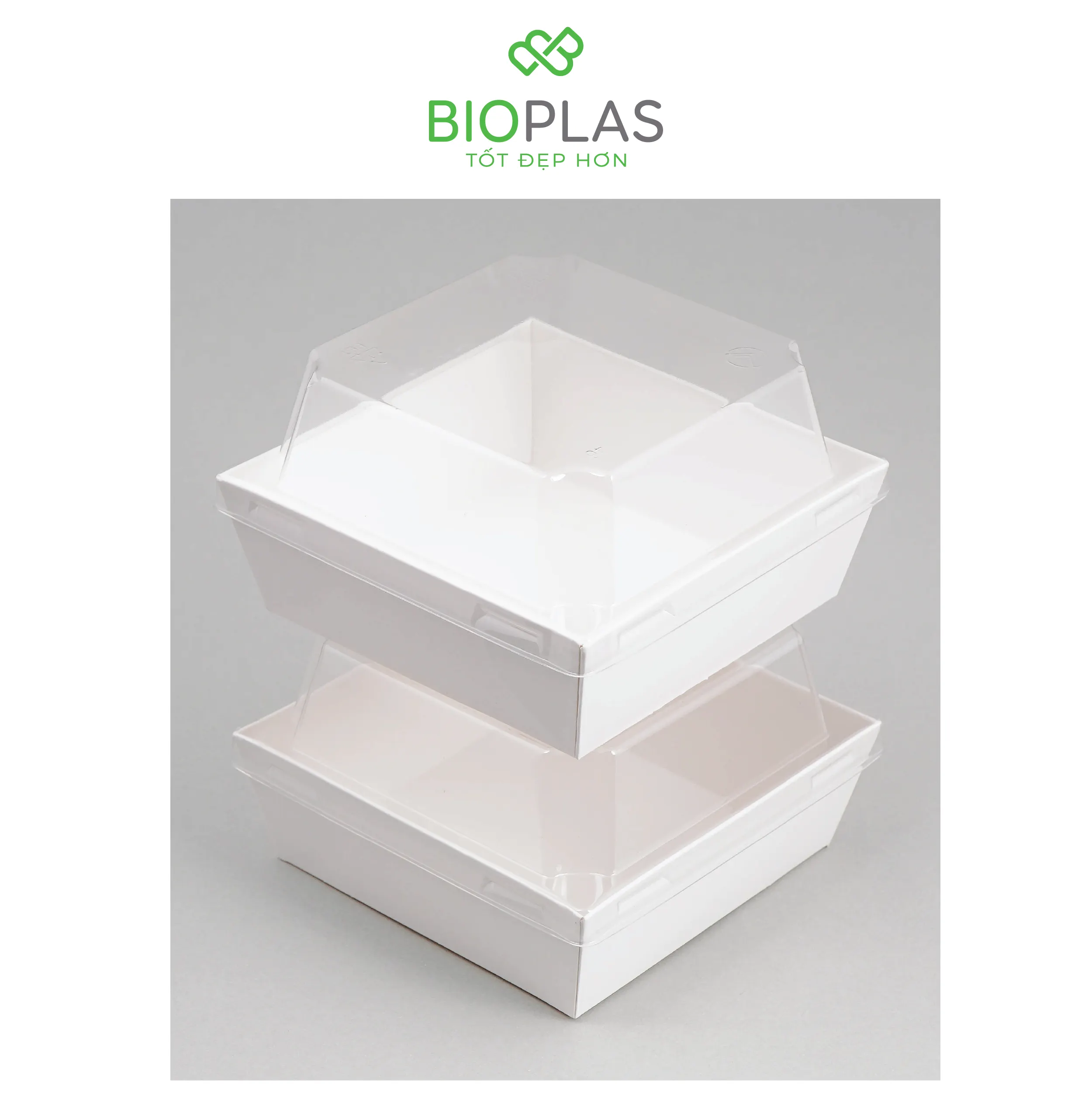 3RHOME-HỘP GIẤY VUÔNG TRẮNG 105*105 NẮP PET